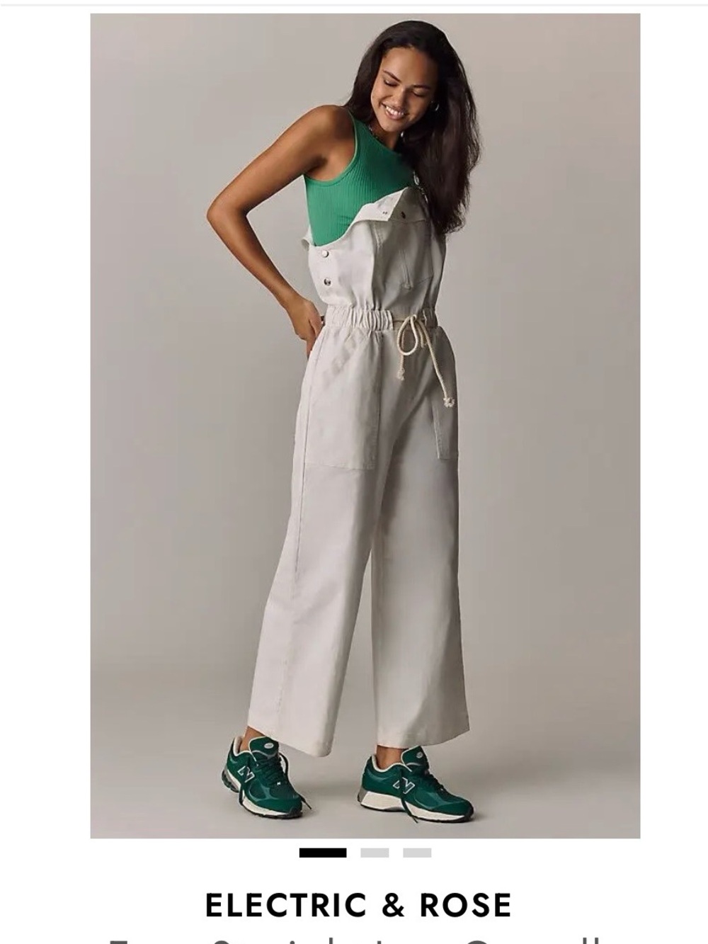 Ivory with drawstring Women's Casual Wide-Leg Overalls